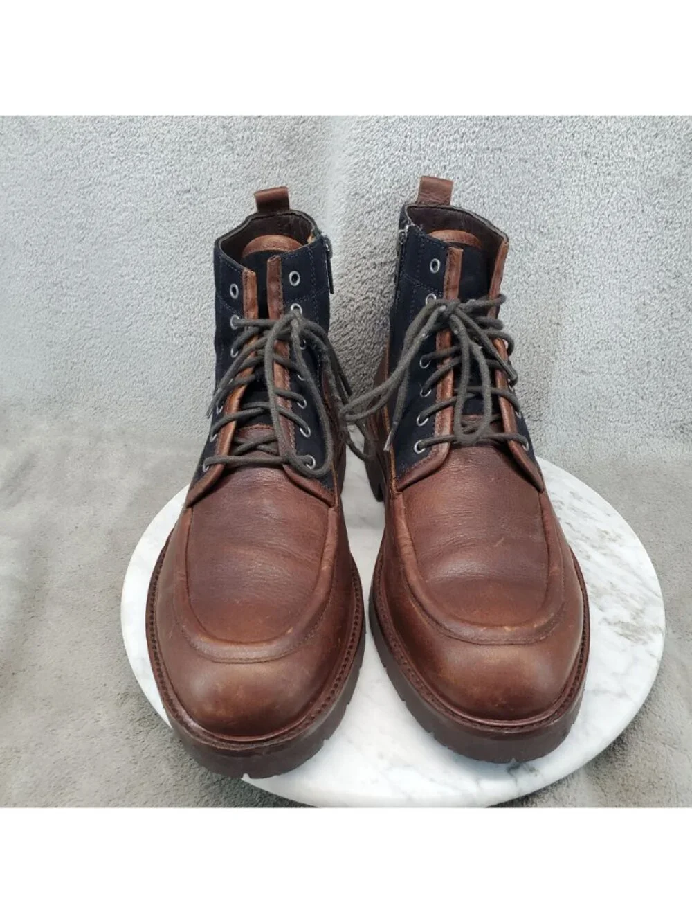 Johnston & Murphu Shoes Mens Size 8 Sanders Brown Black Leather Boots *Read*
